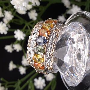 925 Genuine Multi Sapphire Eternity Band Ring.